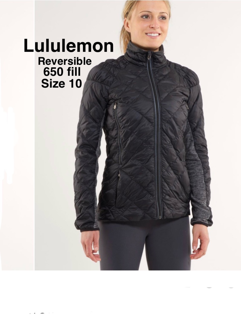 Lululemon Run:Turn Around Reversible 650 fill down/GreyJacket Size10⭐️⭐️⭐️⭐️